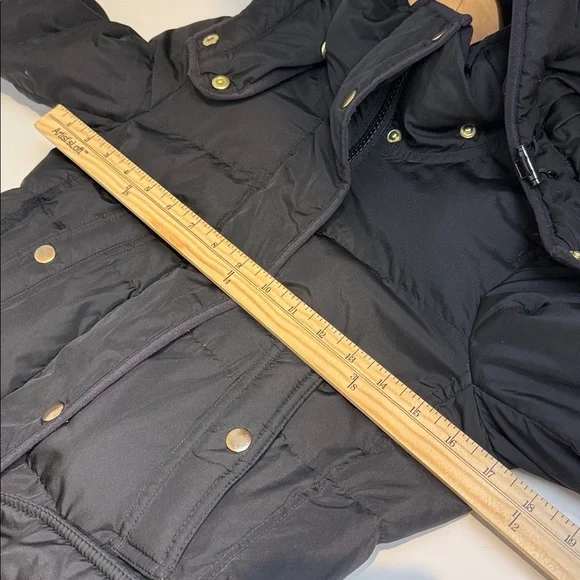 J. Crew Down-filled Black Hooded Puffer Coat Size XXS - Picture 4 of 8